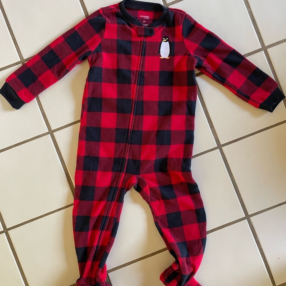 Carter's Red and Black Plaid Kids Footie